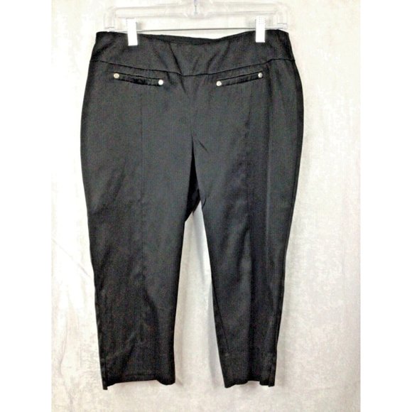 Women's Sz 8P Black Crop Lightweight Stretch Front Pocket by Valerie Stevens - Picture 7 of 7